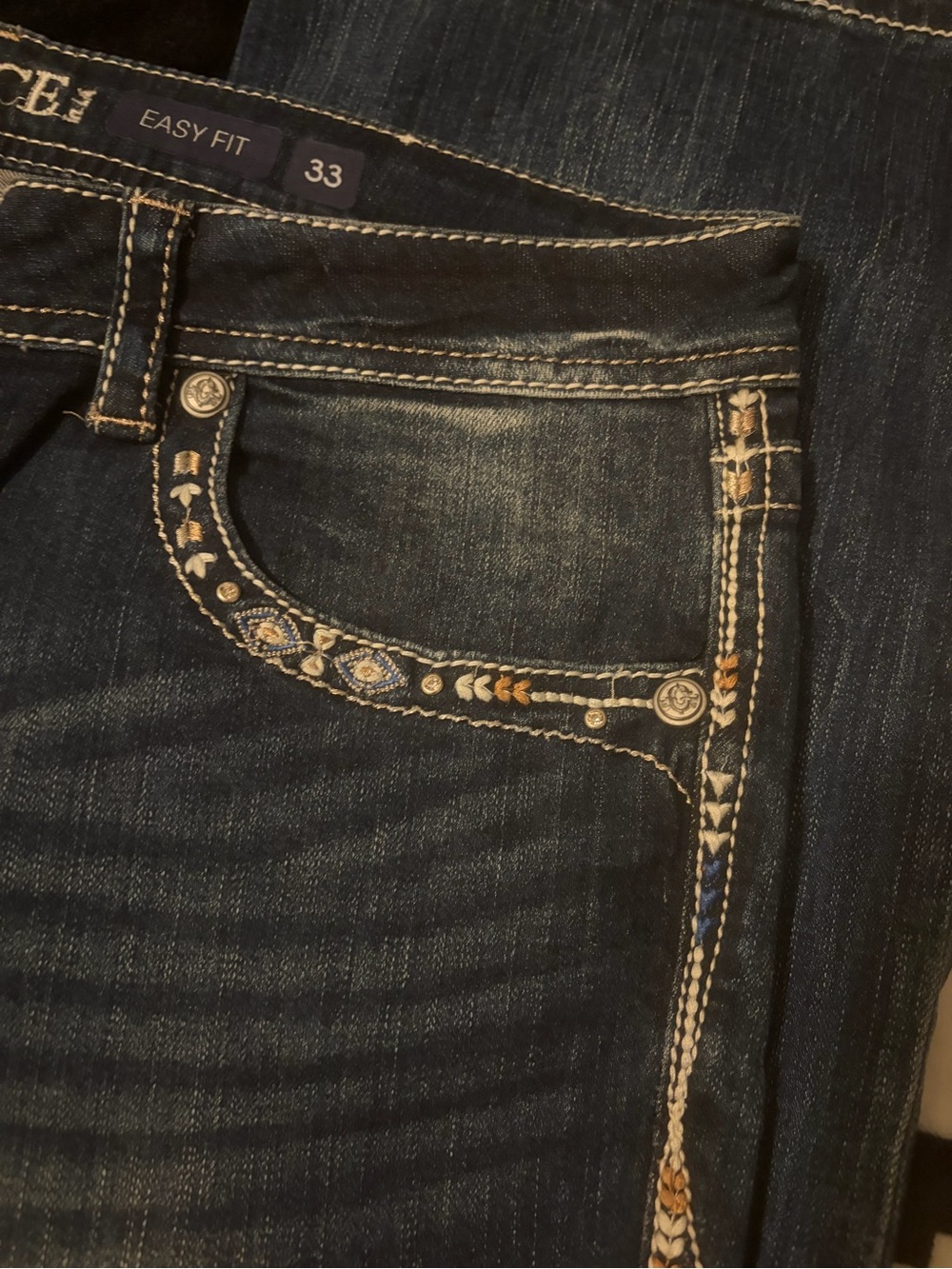 Grace in LA Women's Dark Blue Boot Cut Jeans with Embellished Back Pockets - Picture 6 of 8